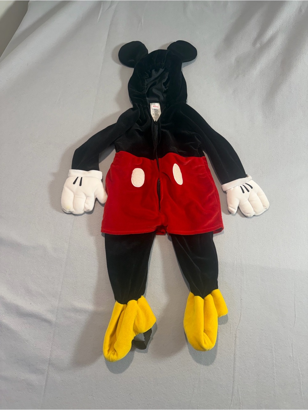 Disney Black & Red Mouse Costume with White Gloves and Yellow Feet